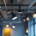 A photograph of a well-designed lighting track system in a modern interior space