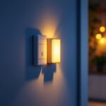 A photograph of a lighting contractor installing a motion detector switch for led lights in a modern home setting