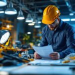 A photograph of a well-organized workspace featuring a variety of advanced lighting fixtures and tools