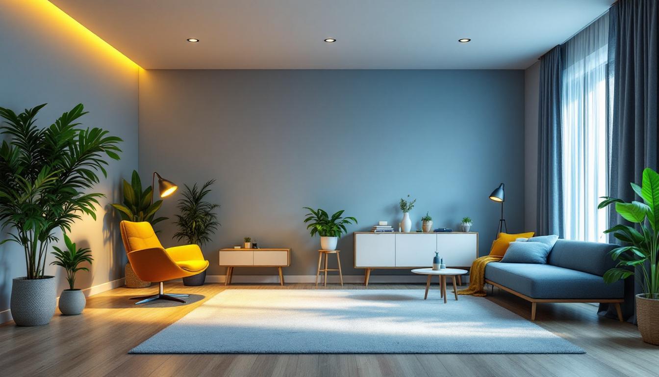 A photograph of a well-lit room featuring various styles of 4-inch recessed lights in different settings