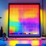 A photograph of a vibrant rgb led light color chart displayed in a well-lit setting