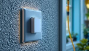 A photograph of a close-up of a single pole light switch being installed or operated