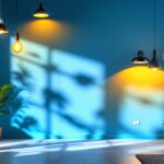 A photograph of a well-lit interior space showcasing a variety of stylish lighting fixtures