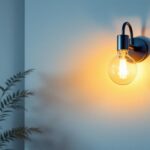 A photograph of a beautifully designed wall sconce illuminating a stylish interior space