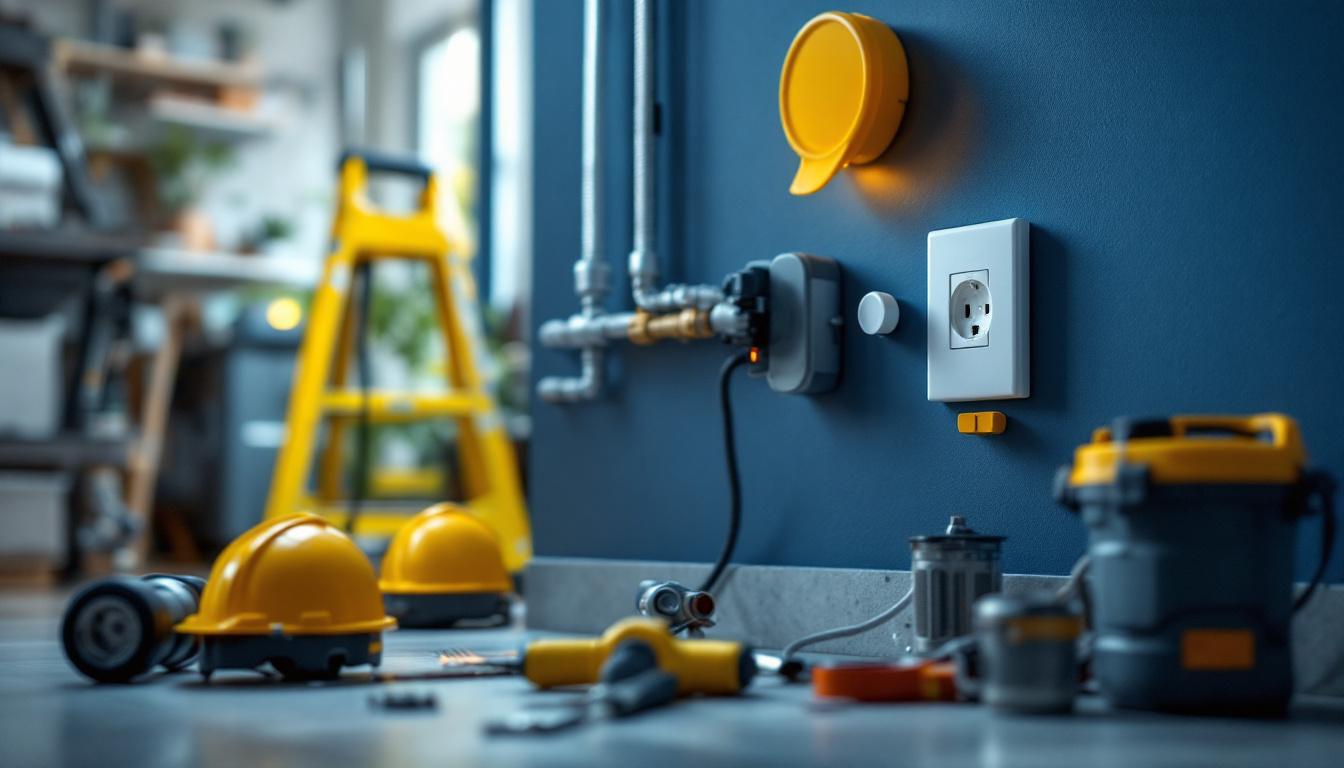 A photograph of a professional lighting contractor inspecting a dryer socket installation