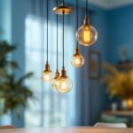 A photograph of a beautifully designed pendulum light fixture in a well-lit room