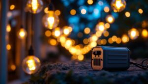 A photograph of a well-lit indoor or outdoor lighting installation featuring various led fixtures powered by a 12v dc transformer