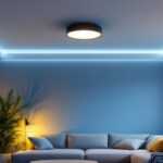 A photograph of a modern living room featuring stylish led ceiling lights