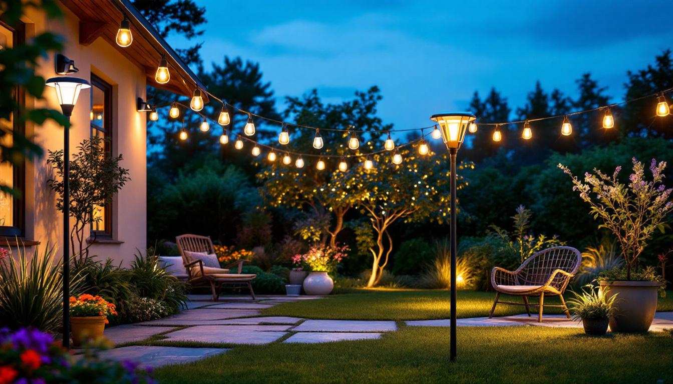 A photograph of a vibrant outdoor scene at dusk