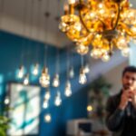 A photograph of a beautifully designed chandelier in a well-lit room