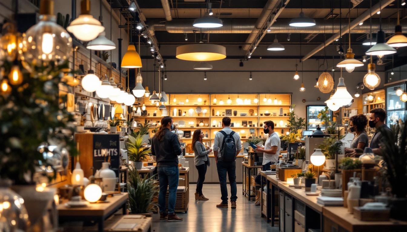 A photograph of a well-organized lighting store in phoenix