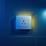 A photograph of capture a photograph of a modern square electrical outlet integrated into a stylish interior space