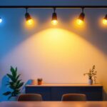 A photograph of a well-designed track lighting setup in a modern interior space