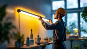 A photograph of capture a photograph of a well-lit workspace featuring a type a tube light in use