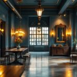 A photograph of a beautifully lit historical space