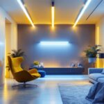 A photograph of a well-lit interior space showcasing 24-inch led tube lights installed in various settings