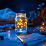 A photograph of a well-lit jar with a warm glow