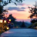 A photograph of a beautifully illuminated outdoor space featuring various styles of plastic lights
