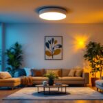 A photograph of a hands-on installation of a recessed light fixture conversion kit in a modern home setting