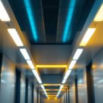 A photograph of a modern hall illuminated by sleek led ceiling lights