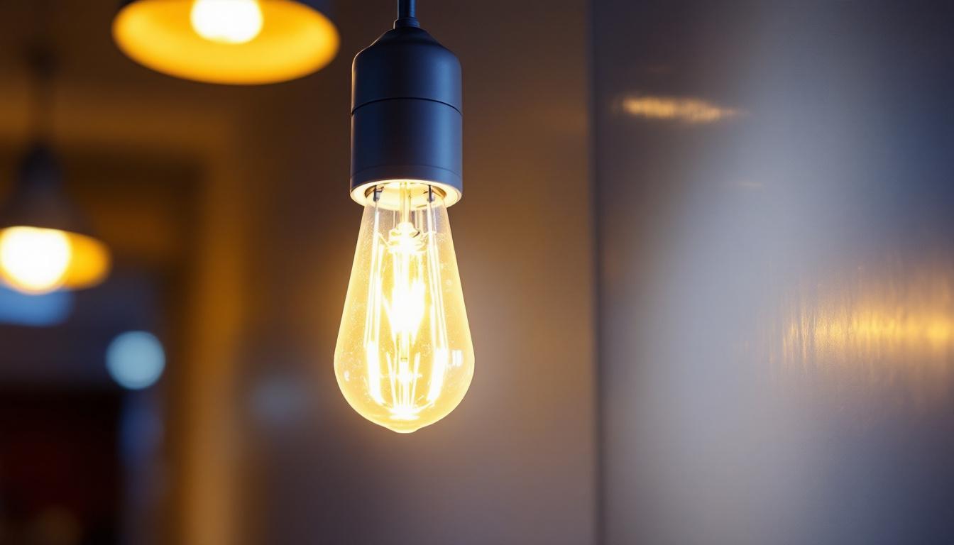 A photograph of a philips pl-c 13w/841/4p compact fluorescent lamp installed in a modern lighting fixture