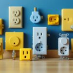 A photograph of a variety of electrical outlets commonly found in the usa