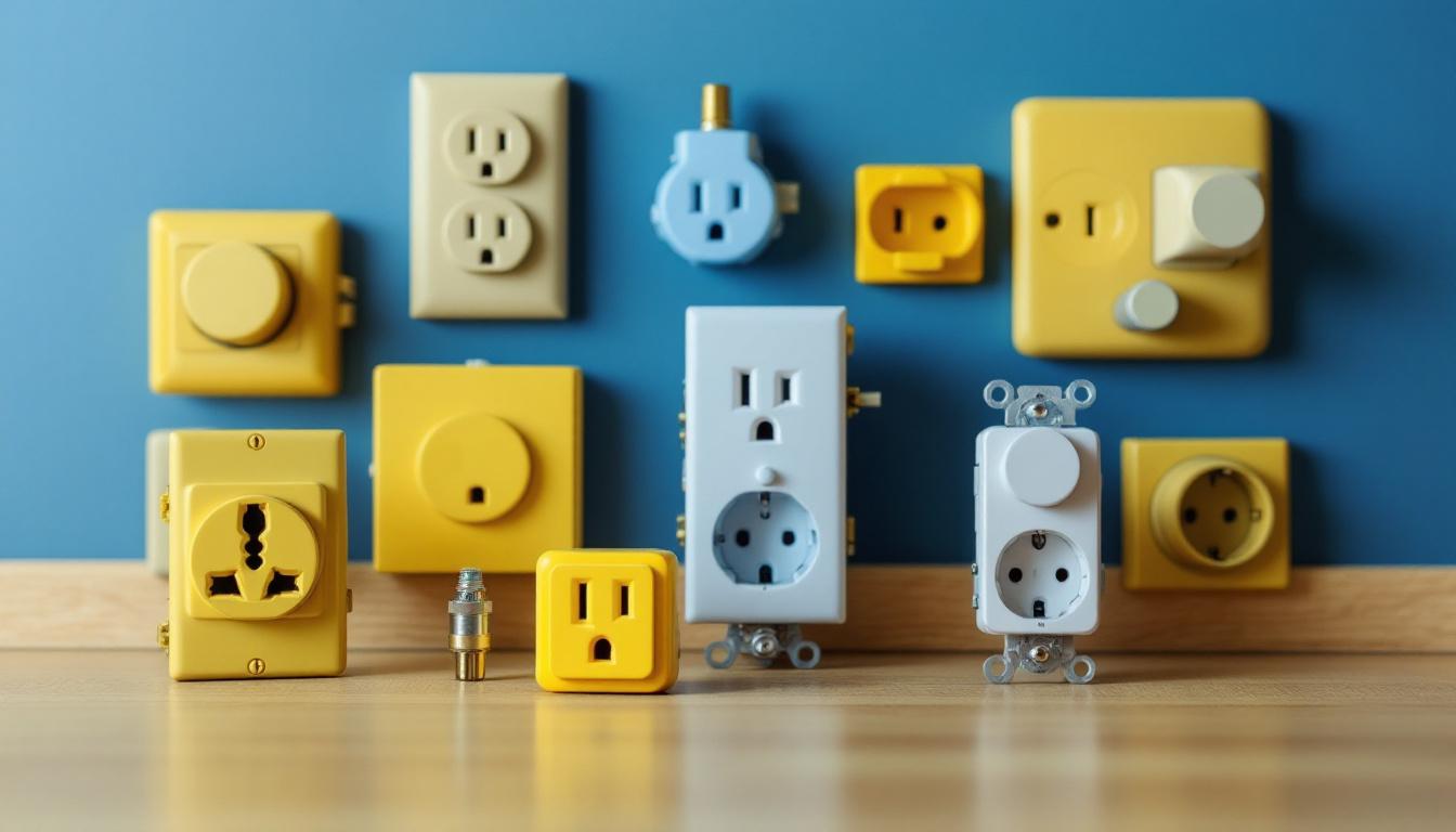 A photograph of a variety of electrical outlets commonly found in the usa