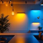 A photograph of a well-lit interior space showcasing various styles of grid lights