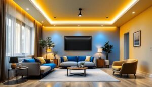 A photograph of a well-lit room featuring various styles of recessed lighting