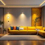 A photograph of a well-lit interior space showcasing various styles of 6 led retrofit downlights installed in a modern setting