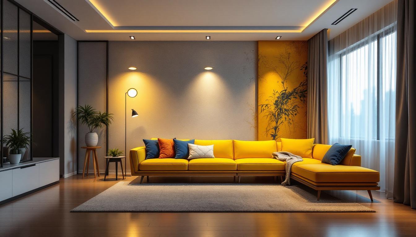 A photograph of a well-lit interior space showcasing various styles of 6 led retrofit downlights installed in a modern setting