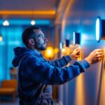 A photograph of a beautifully designed interior space featuring stylish wall led lighting