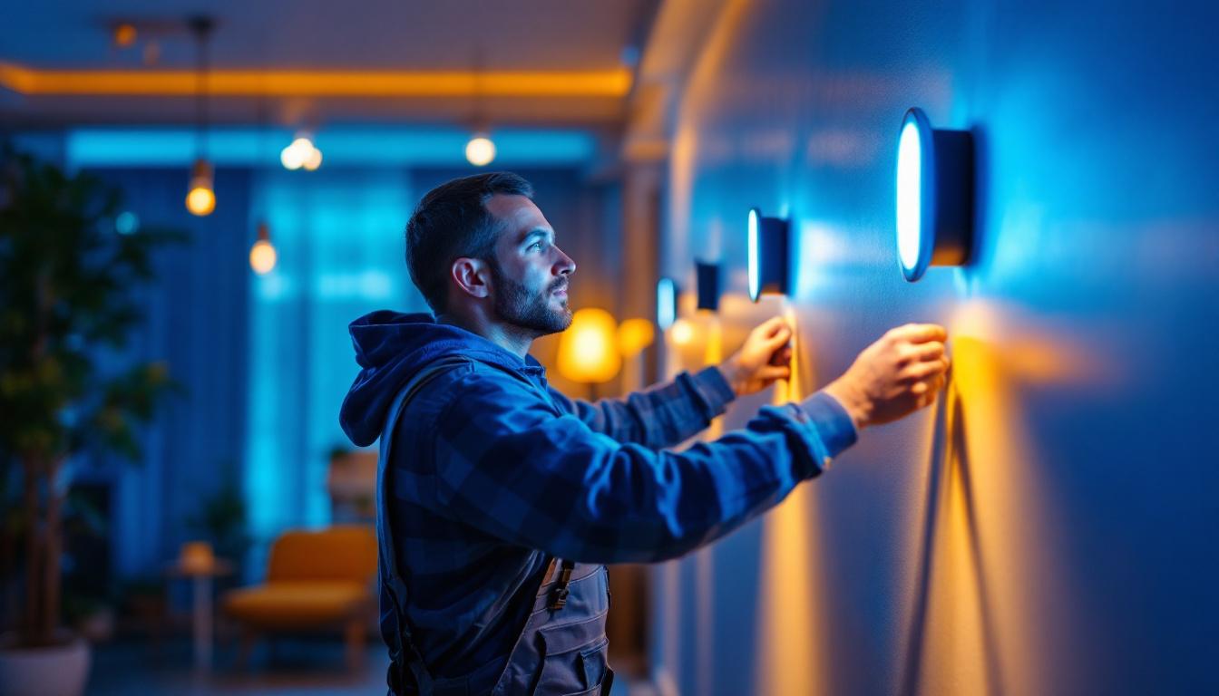 A photograph of a beautifully designed interior space featuring stylish wall led lighting